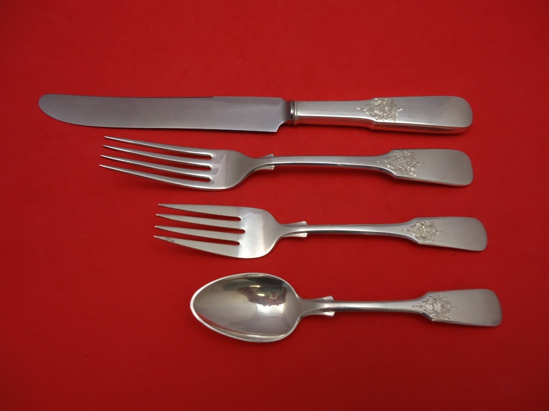 Empress Eugenie 4pc Sterling Silver Place Setting by International: Empress Eugenie 4pc Sterling Silver Place Setting by International This exquisite 4-piece place setting features the elegant Empress Eugenie pattern by International Sterling Silver. Each piece is cra