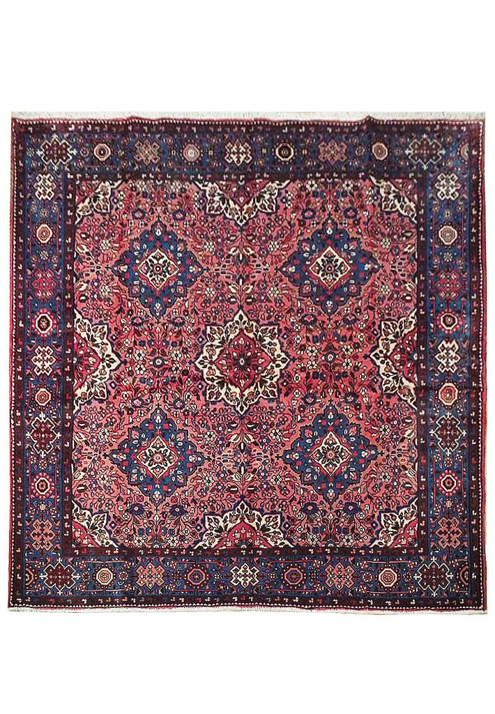 6.8x6.8 Red Persian Lilihan Sarouk Hand-Knotted Area Rug (1 of 7)