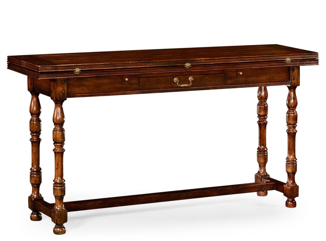 Country Style Walnut Hunt Table with Folding Design and Brass Hinges (1 of 11)