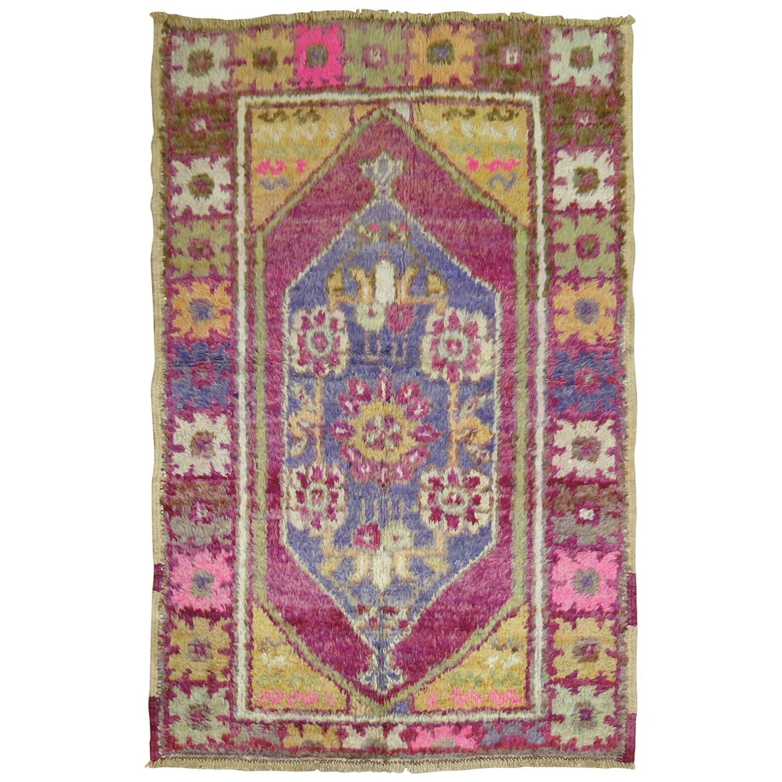 Zabihi Collection Vintage Purple Turkish Wool Rug 35 x 50 Bohemian Style (1 of 4)