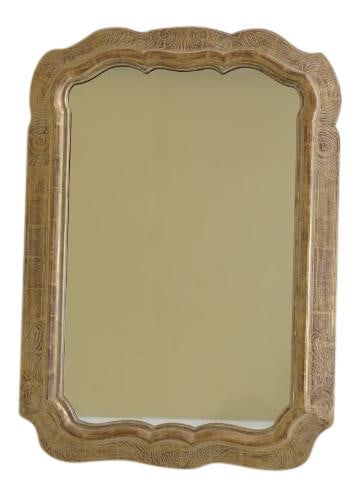 Vintage 1990s Gold Wash Decorative Mirror with Etched Wood Frame: Vintage 1990s Gold Wash Decorative Mirror with Etched Wood Frame This exquisite decorative mirror features a high-quality wood frame with a beautiful gold wash finish complemented by subtle red accent