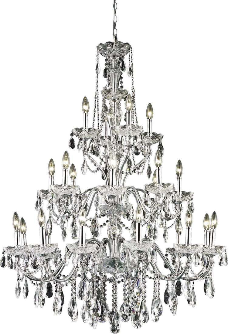 Regency Style Royal Cut Crystal Bowl Chandelier 24 Light Chrome: Regency Style Royal Cut Crystal Bowl Chandelier 24 Light Chrome This bowl chandelier features a regal design in a chrome finish, crafted in the Regency style. Made from royal-cut crystal, it offers a 