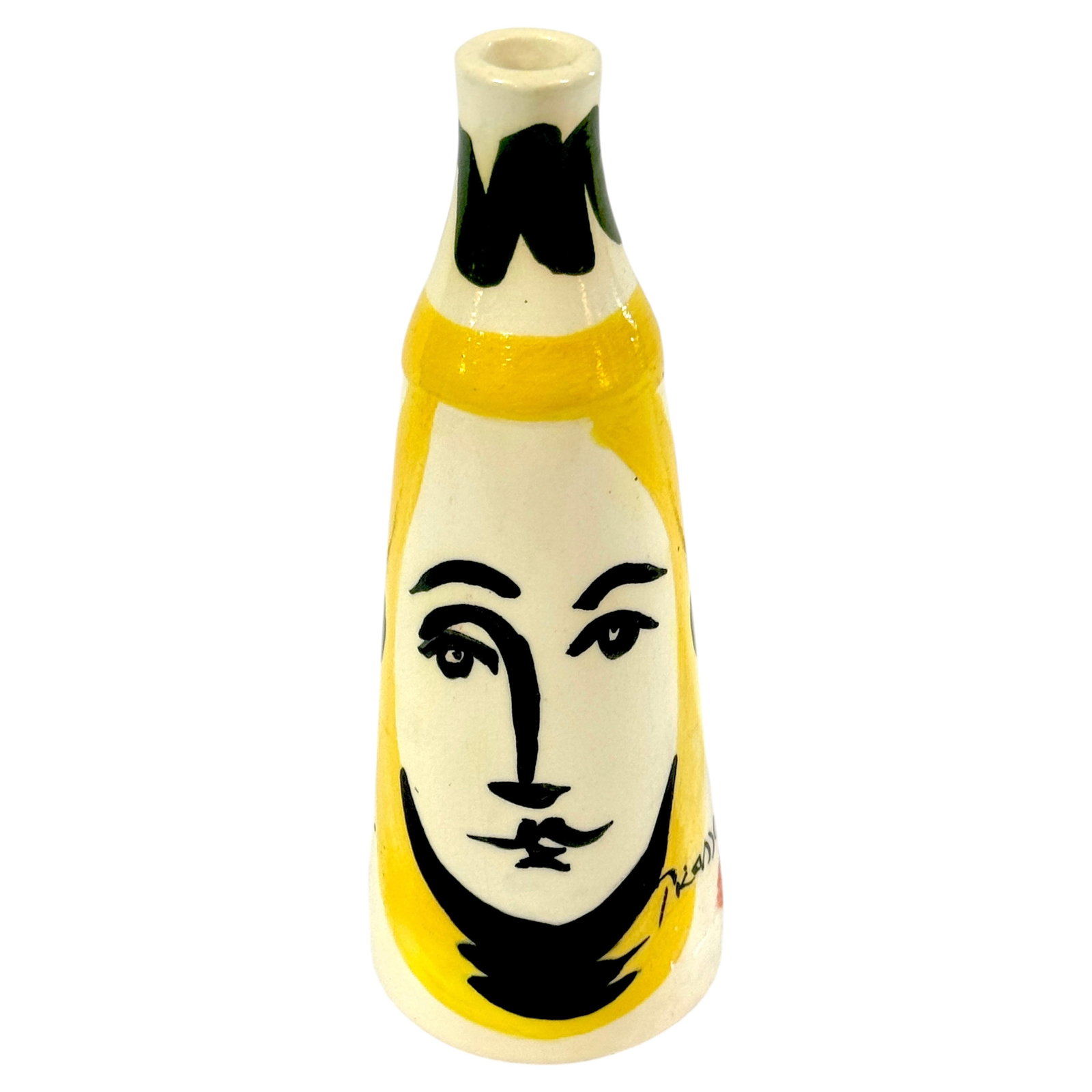 Conical Face Vase by Padilla Stamped Edition Pottery Mexico Picasso Tribute (1 of 8)