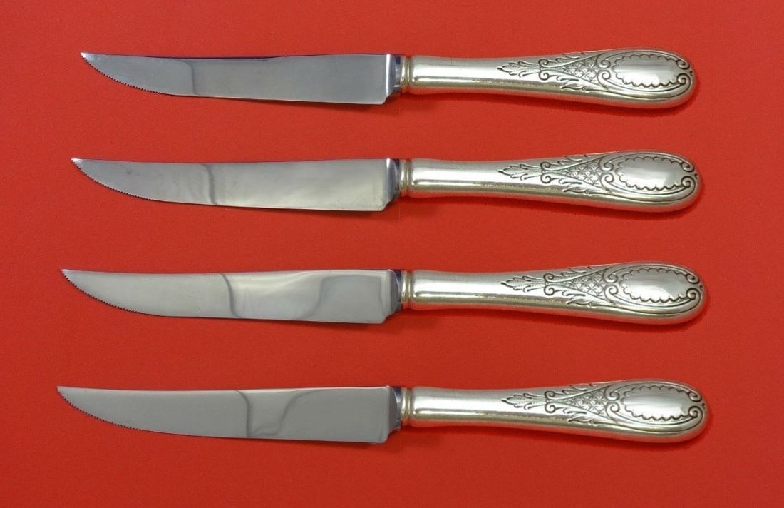 Tuttle Windsor Castle Sterling Silver Steak Knife Set 4pc Custom 8 1/2" (1 of 2)