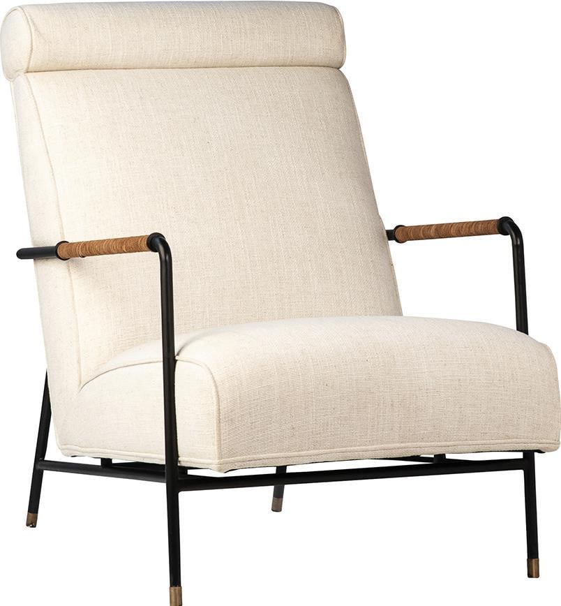Transitional Ortiz Accent Chair Cream Upholstery Black Metal Frame (1 of 7)