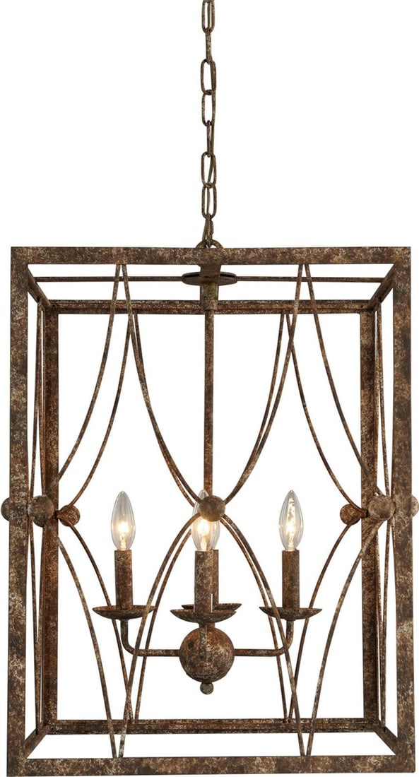 Terracotta Cira Chandelier French Country Style Oval Brass Iron 4 Bulb (1 of 1)
