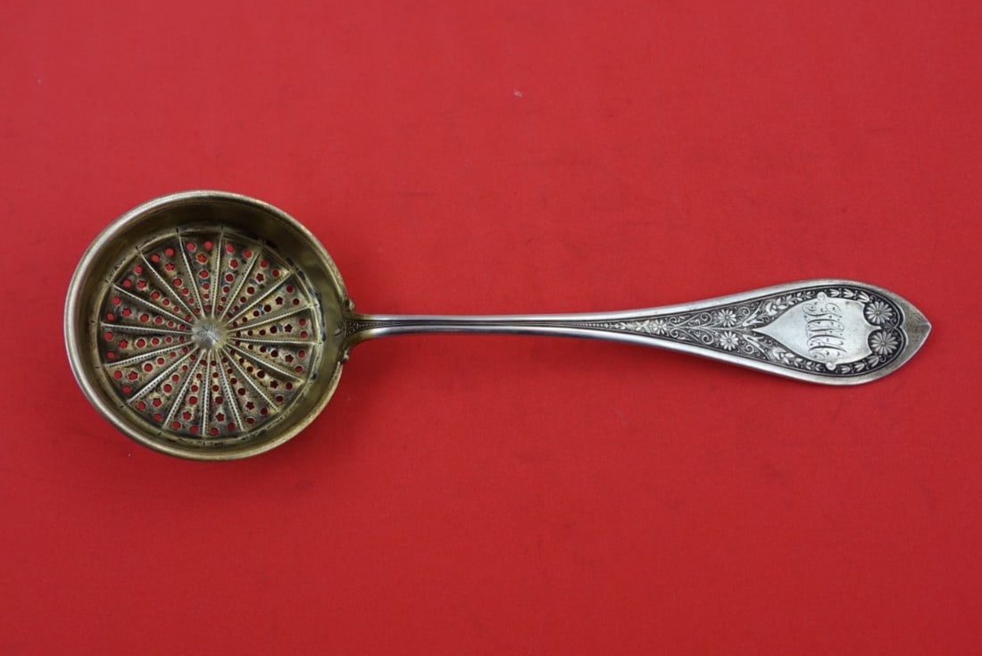 Wood & Hughes Marguerite Sterling Silver Gold-Washed Serving Spoon 7 5/8" (1 of 2)