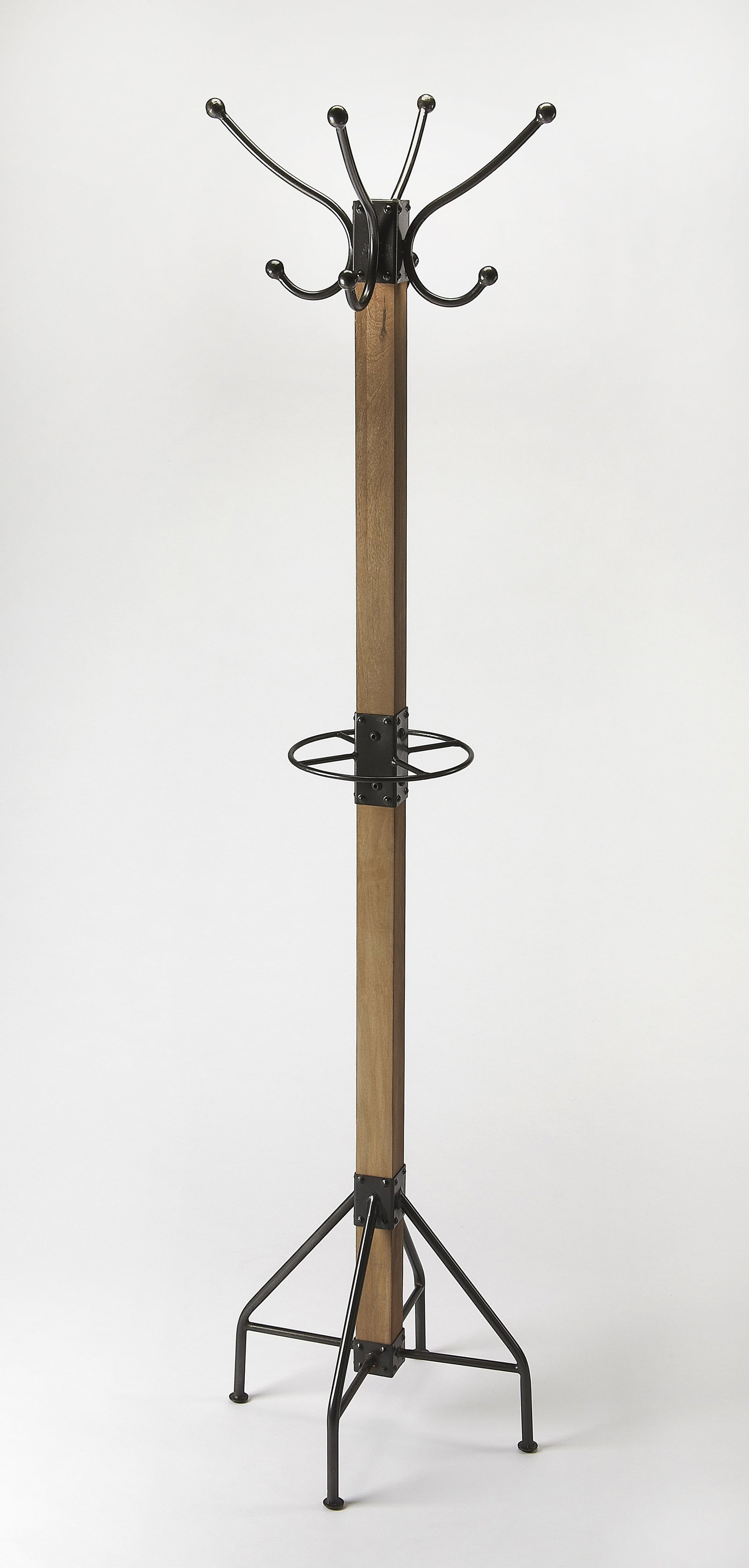 Butler Logan Square 2-Tier Coat Rack in Medium Brown Finish (1 of 5)