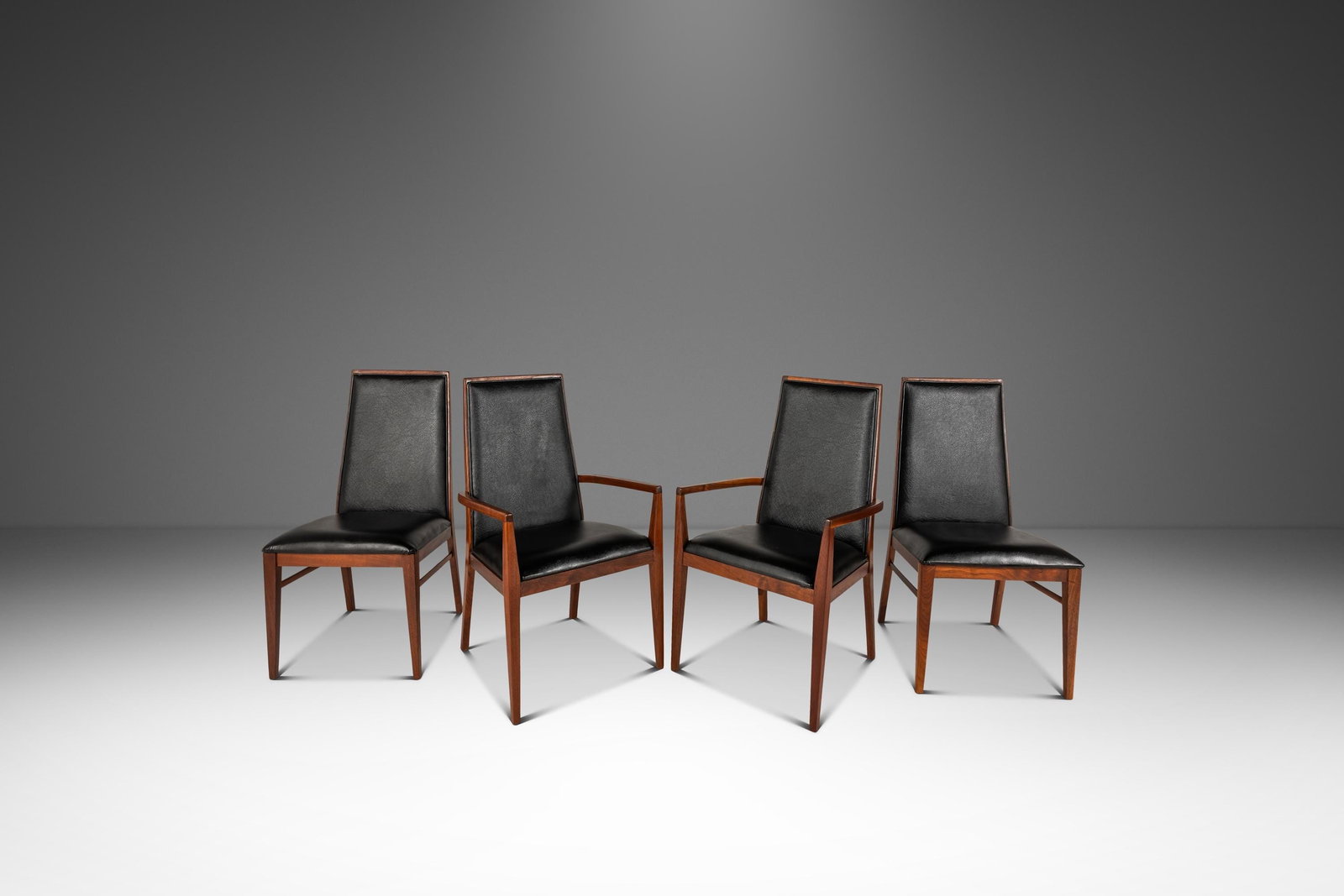 Milo Baughman Dillingham walnut vinyl dining chair set of 4 (1 of 18)