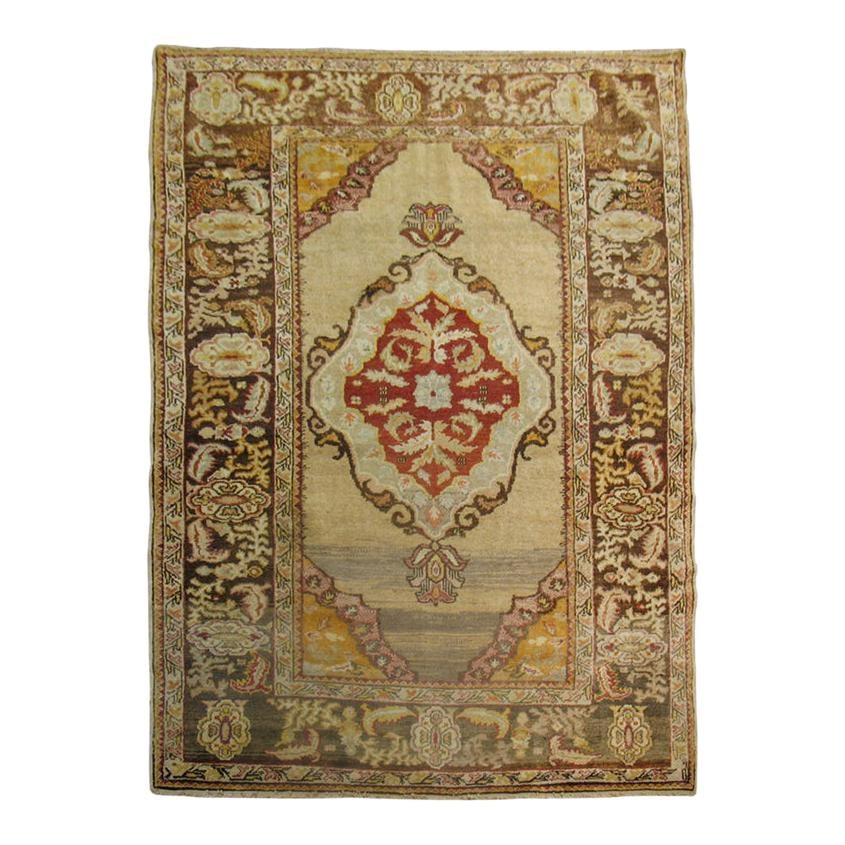 Gothic Antique Turkish Wool Rug Ivory Gray 52 x 76 Hand-Woven: Gothic Antique Turkish Wool Rug Ivory Gray 52 x 76 Hand-Woven Discover the elegance of this Antique Turkish Rug, featuring a striking blend of ivory and gray tones. Hand-woven from high-quality wool, 