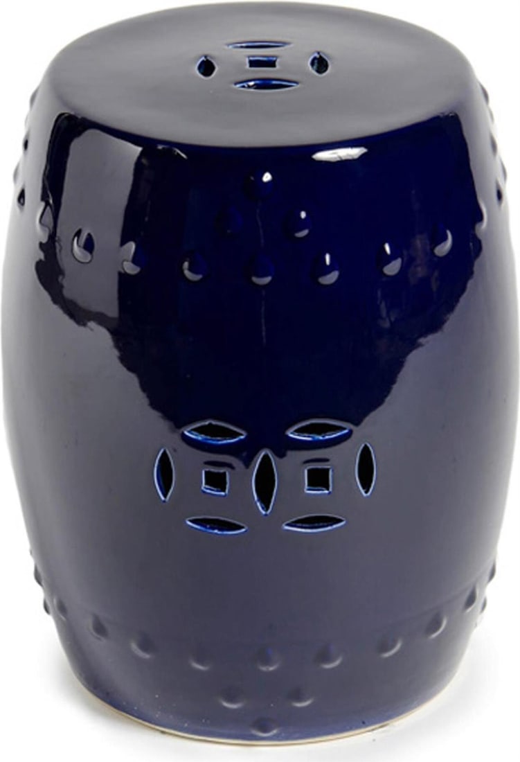 Handmade Cobalt Blue Porcelain Garden Stool Accent (1 of 1)