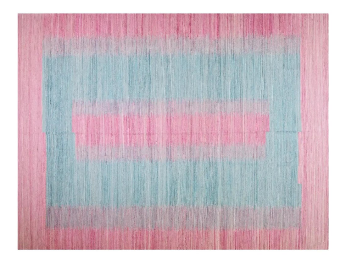 Handwoven Mazandaran Kilim Rug Organic Wool Geometric 9'x11'9": Handwoven Mazandaran Kilim Rug Organic Wool Geometric 9'x11'9" This vintage Turkish Mazandaran kilim is a hand-woven tribal rug crafted from organic wool and features natural colors with a geometric p