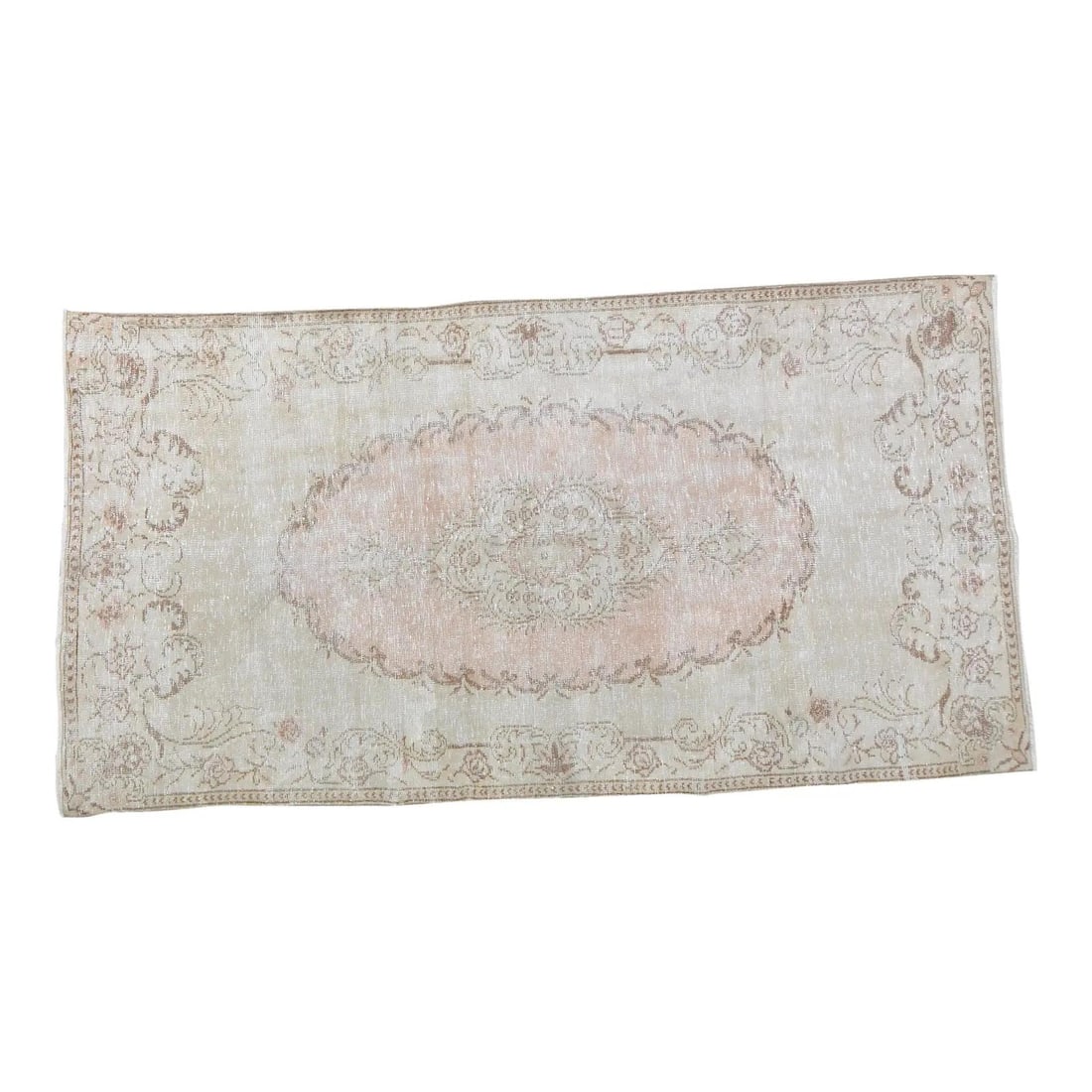 Anatolian Wool Hand-Knotted Rug Almond 4'9 x 9'1 Vintage: Anatolian Wool Hand-Knotted Rug Almond 4'9 x 9'1 Vintage This vintage Turkish Anatolian wool rug is hand-knotted using traditional techniques, combining timeless craftsmanship with a modern design sen