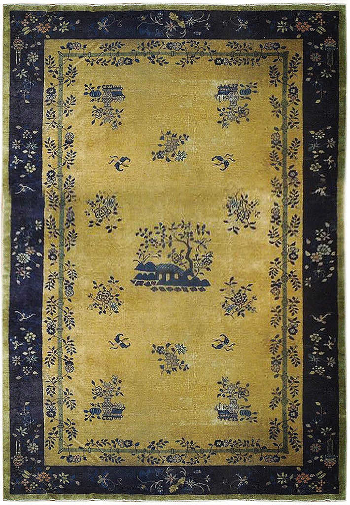 10' x 16.2' Ivory Antique Art Deco Hand-Knotted Rug (1 of 7)