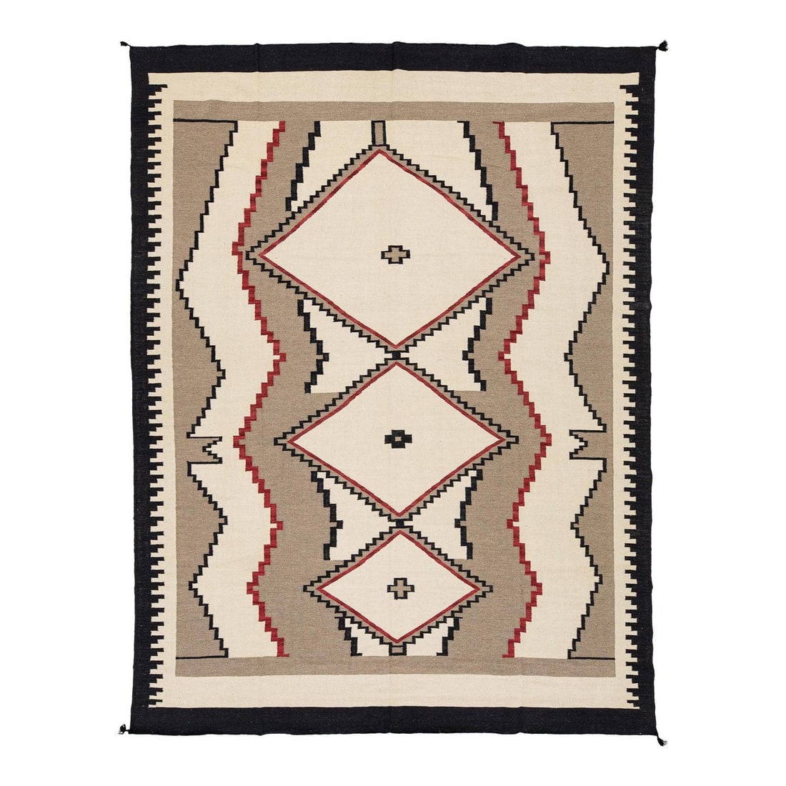 9' x 11'11" Wool Rug with Geometric Navajo-Inspired Ganado Klagetoh Motifs: 9' x 11'11" Wool Rug with Geometric Navajo-Inspired Ganado Klagetoh Motifs This modern Navajo-style area rug features a sophisticated blend of traditional motifs and contemporary minimalism. Hand-wove