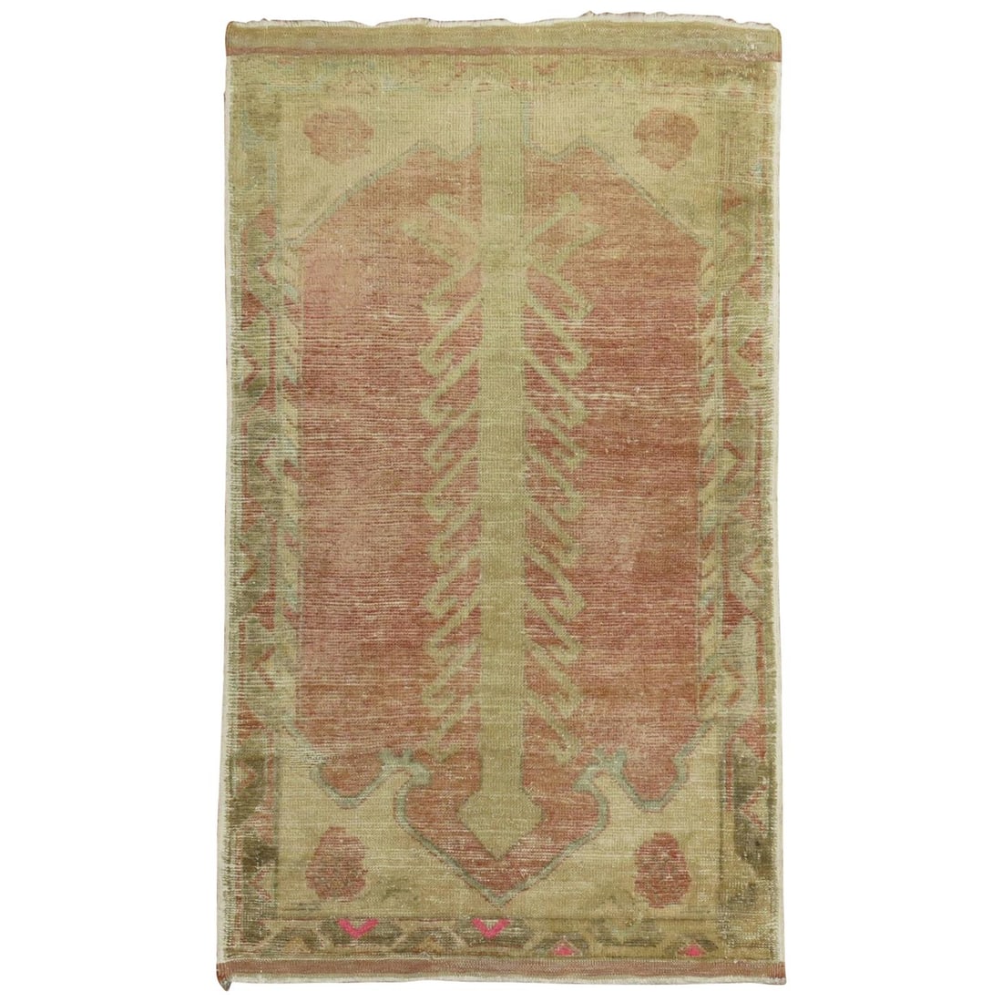Vintage Light Pink Turkish Hand-Knotted Prayer Niche Rug 28 x 48 (1 of 6)