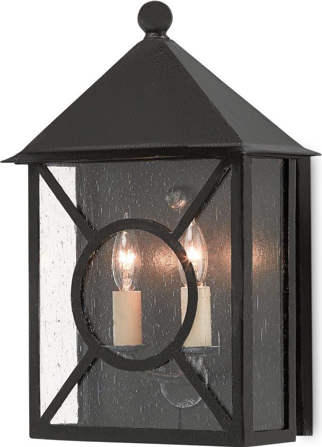 Currey Ripley Outdoor Wall Sconce in Midnight Finish: Currey Ripley Outdoor Wall Sconce in Midnight Finish Illuminate your outdoor spaces with the Ripley Outdoor Wall Sconce, designed to withstand the elements while adding a stylish touch. This medium-si