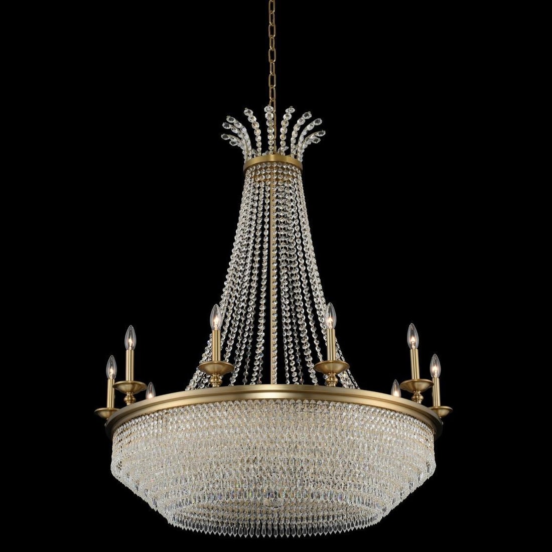 Kalco Tavo 10-Light Modern Brass Crystal Bowl Chandelier: Kalco Tavo 10-Light Modern Brass Crystal Bowl Chandelier Illuminate your space with the exquisite Modern Brass Tavo Crystal Chandelier, a stunning blend of modern and classic styles. This bowl chandel