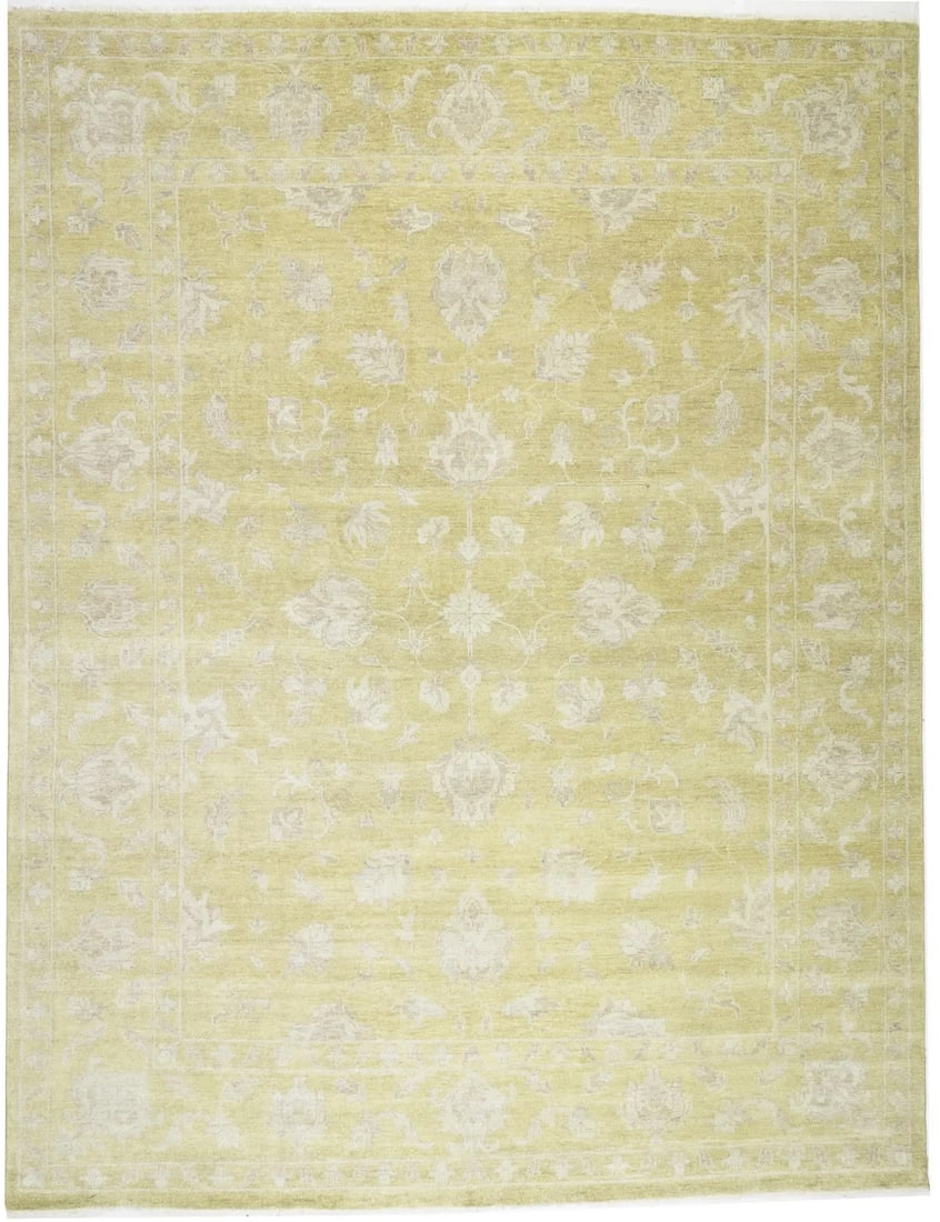 Handmade Floral Transitional Wool Area Rug 11'8 x 15'3 ft: Handmade Floral Transitional Wool Area Rug 11'8 x 15'3 ft Enhance your living space with this stunning oversized handmade floral transitional rug, measuring 11'8" x 15'3". Crafted from high-quality wo