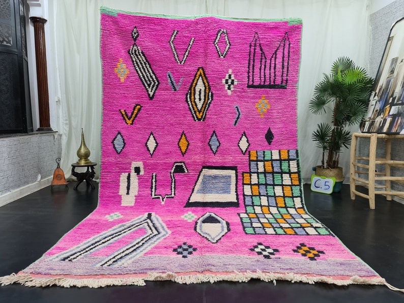Authentic Handmade Moroccan Berber Wool Area Rug 9.84 x 6.56 Feet: Authentic Handmade Moroccan Berber Wool Area Rug 9.84 x 6.56 Feet Experience the elegance of this stunning handmade Moroccan Berber wool area rug, crafted with care by local women weavers in the Atlas