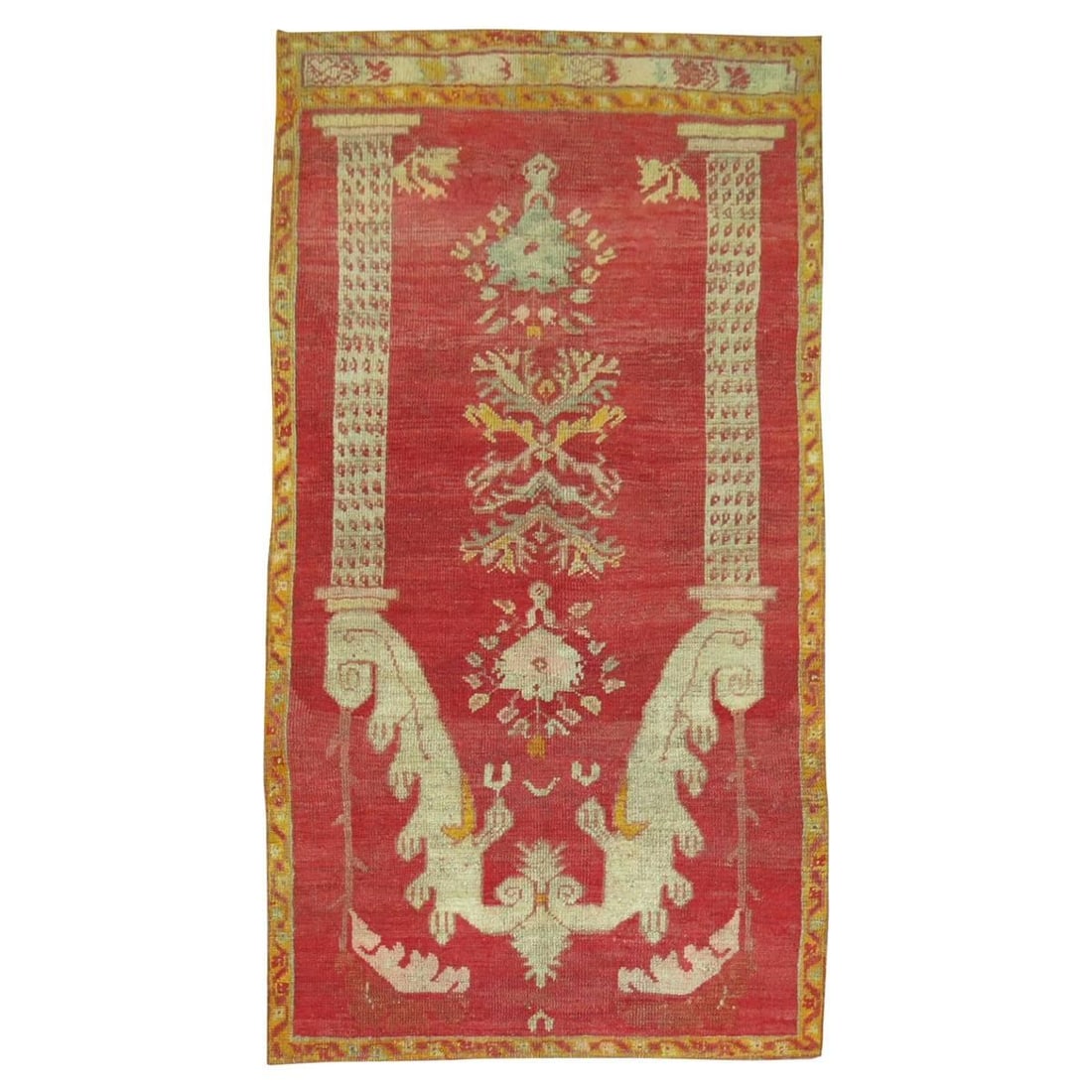 Late 19th Century Turkish Melas Prayer Rug Red Wool Hand-Knotted 41 x 60 in (1 of 6)