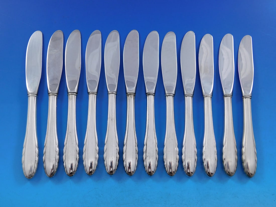 Gorham Lyric Sterling Silver Butter Spreader Set of 12 Modern 6 3/8" (1 of 5)