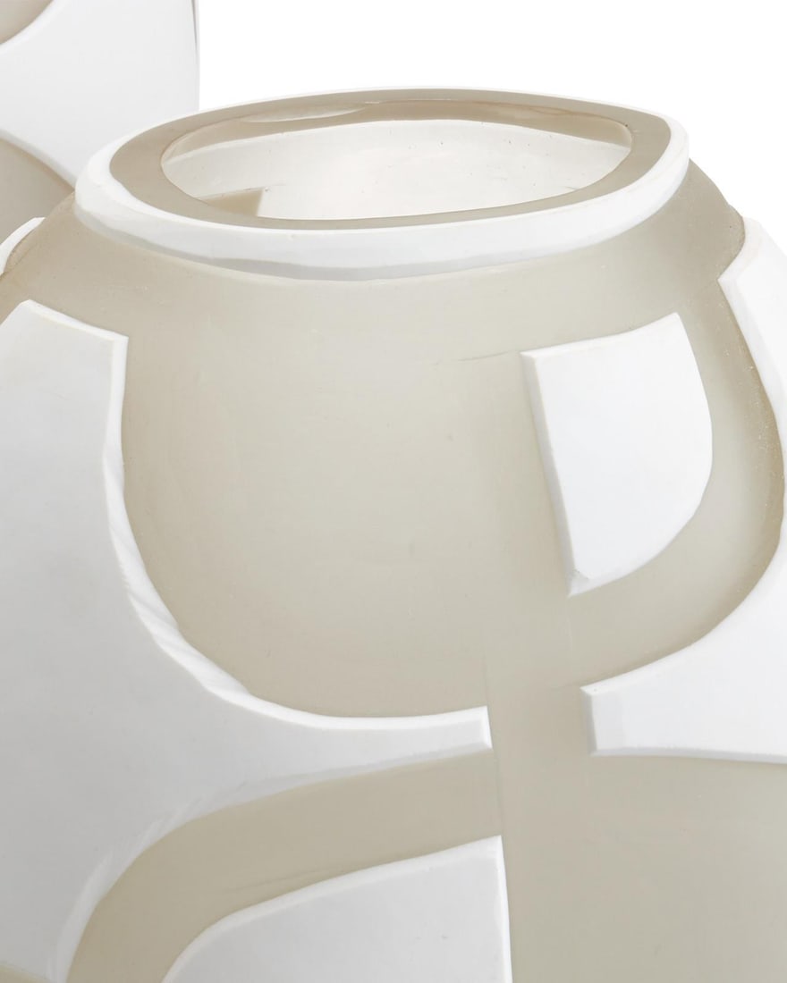 Currey Art Decortif Ceramic Glass Vase 11.25H 11W 9D (1 of 3)
