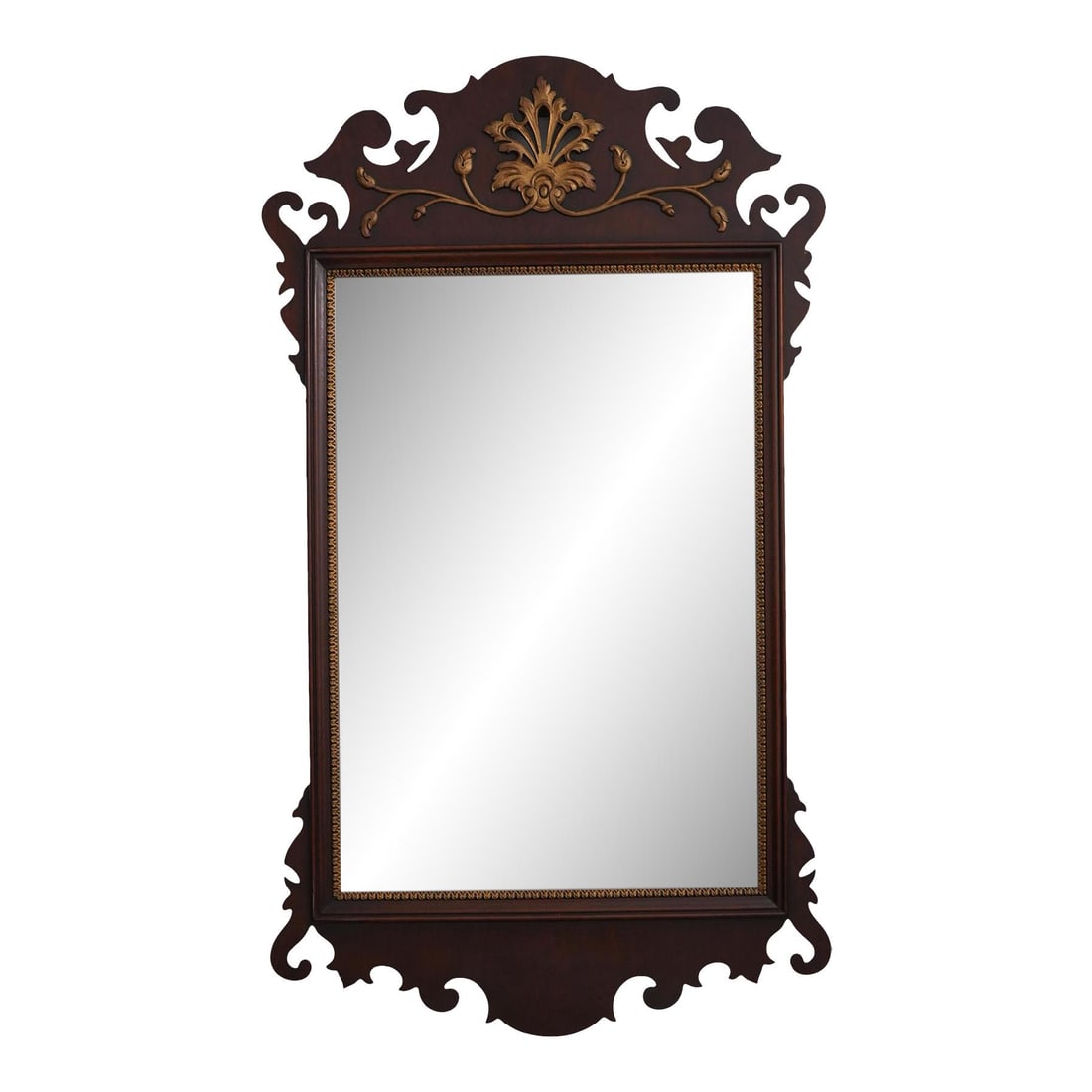 Vintage 1950s Chippendale Mahogany Mirror with Gold Highlights (1 of 9)