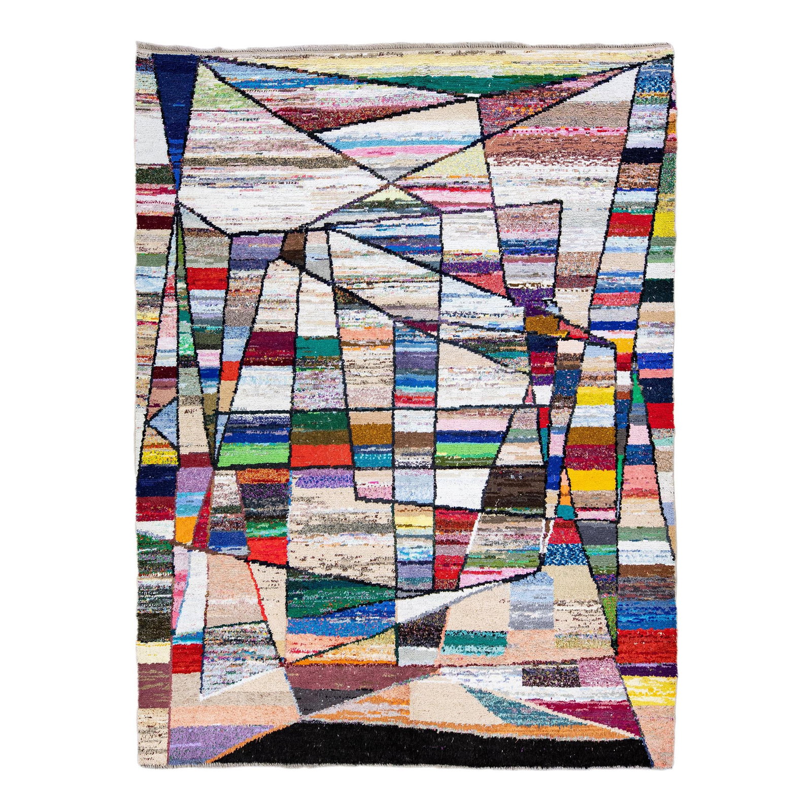 Vintage Tulu Wool Rug Multicolor Geometric Design 9'10 x 13'4: Vintage Tulu Wool Rug Multicolor Geometric Design 9'10 x 13'4 This stunning Vintage Tulu handmade wool rug features a vibrant multicolor field adorned with an intricate all-over geometric abstract des