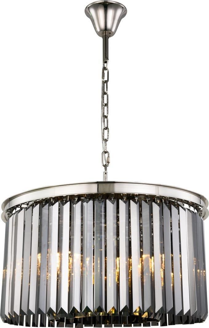 Sydney Collection Pendant Light Polished Nickel Royal-Cut Crystal 8 Bulbs: Sydney Collection Pendant Light Polished Nickel Royal-Cut Crystal 8 Bulbs Illuminate your space with this elegant pendant light from the Sydney Collection, designed in a Hollywood Regency style. Featu