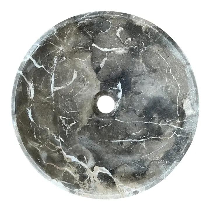 Hand Carved Gray Marble Vessel Sink 16 inch Round (1 of 10)