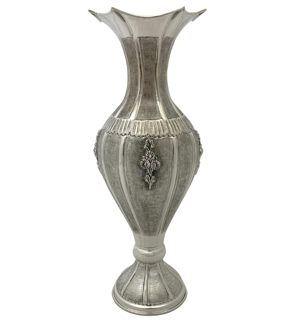 Handmade 925 Sterling Silver Floral Cluster Flower Vase 15 Inches (1 of 3)