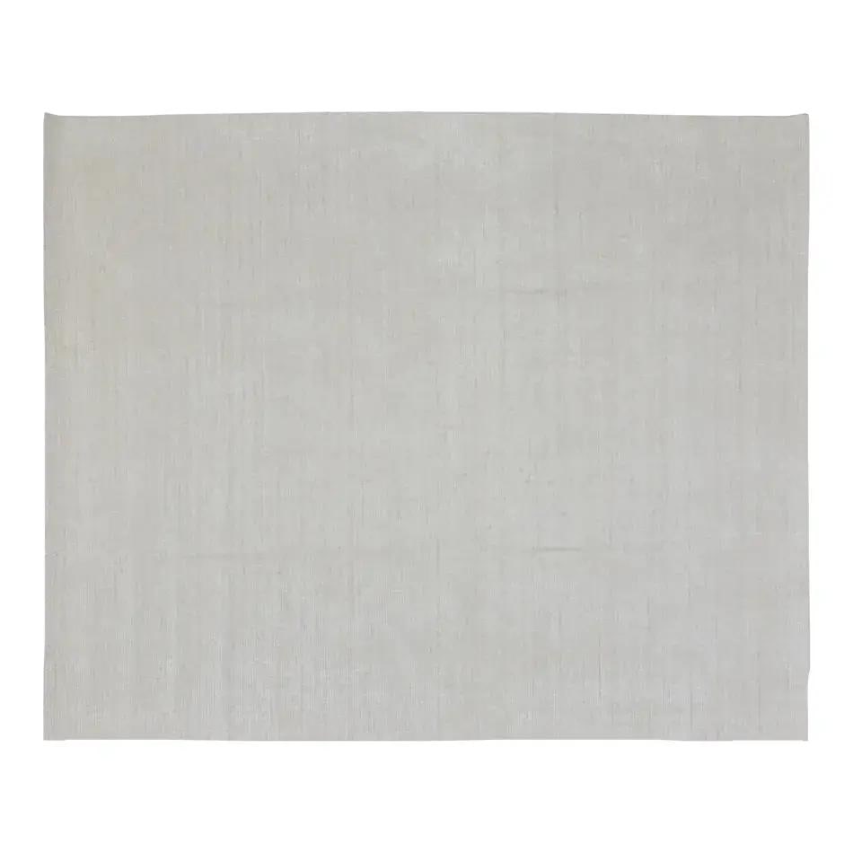 8' x 10' Hand Loomed Wool and Bamboo Minimalist Indian Area Rug: 8' x 10' Hand Loomed Wool and Bamboo Minimalist Indian Area Rug This modern minimalist hand-loomed rug features a plain distressed pile and a soft texture. Crafted from a blend of bamboo and wool, it 