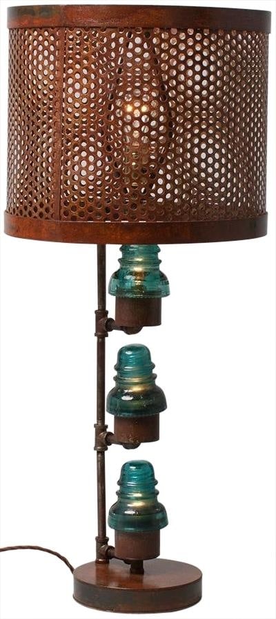 Upcycled Glass Insulator Table Lamp Copper Yellow 36" Unique Lighting: Upcycled Glass Insulator Table Lamp Copper Yellow 36" Unique Lighting Illuminate your space with this stunning Upcycled Glass Insulator Table Lamp, a unique blend of vintage and new components. Standi