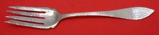 Kalo Sterling Silver Hammered Cold Meat Fork 8.5 Inch Serving Piece: Kalo Sterling Silver Hammered Cold Meat Fork 8.5 Inch Serving Piece This exquisite Kalo serving fork is crafted from high-quality sterling silver, featuring a beautiful hammered finish. Measuring 8 1/