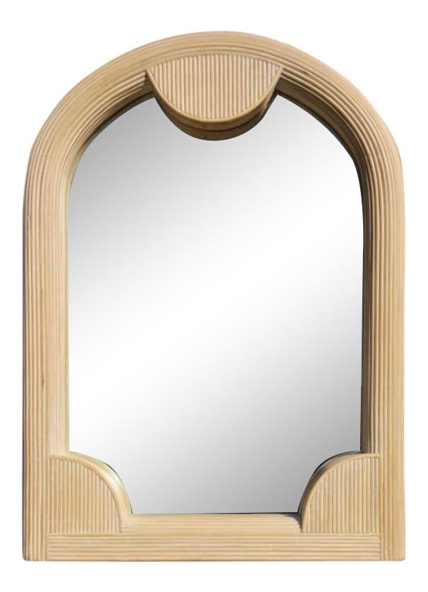 Vintage Cerused Pencil Reed Mirror Arched Design Palm Beach Estate (1 of 7)