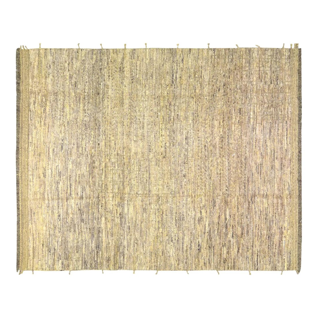 Beige Wool Area Rug Hand Knotted Moroccan Style 8'2" x 10'4": Beige Wool Area Rug Hand Knotted Moroccan Style 8'2" x 10'4" This Moroccan hand-knotted wool rug is crafted using traditional techniques, blending classic artistry with modern design sensibilities. It