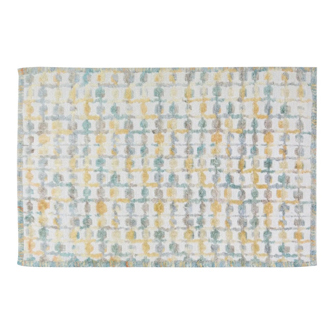 7' x 10'3" Azilal Wool Area Rug with Abstract Moroccan Design: 7' x 10'3" Azilal Wool Area Rug with Abstract Moroccan Design This Moroccan hand-knotted wool rug features an abstract design with a white color palette. Crafted with traditional techniques, it is mad