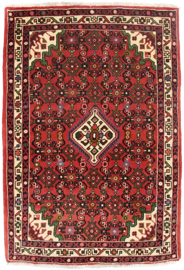 Handmade 3x5 Tribal Floral Wool Rug Vintage Decor: Handmade 3x5 Tribal Floral Wool Rug Vintage Decor Enhance your space with this exquisite handmade 3'4" x 4'10" Oriental rug, showcasing a vibrant floral tribal design. Crafted from high-quality wool, 