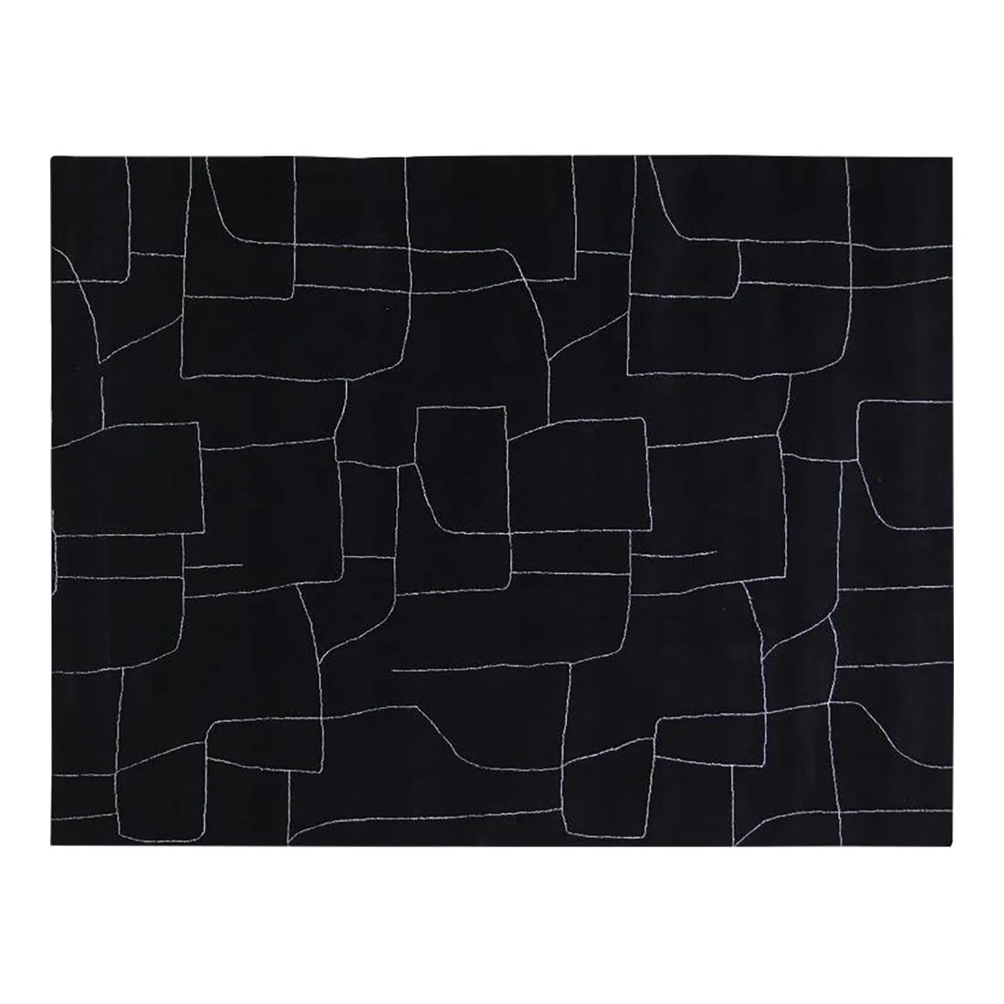 Moroccan Wool Hand Knotted Rug 10x14'3 Black: Moroccan Wool Hand Knotted Rug 10x14'3 Black This Moroccan hand-knotted wool rug showcases expert craftsmanship, created using traditional techniques that honor generations of artistry. Its modern des