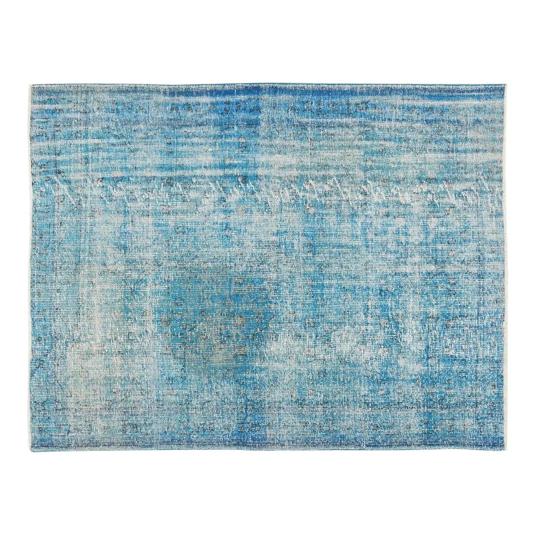 Turkish Anatolian Wool Area Rug Hand Knotted 6'3 x 8'5 Turquoise: Turkish Anatolian Wool Area Rug Hand Knotted 6'3 x 8'5 Turquoise This vintage Turkish Anatolian rug is hand-knotted from wool using traditional techniques, blending timeless craftsmanship with modern 