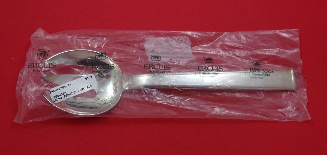 Ercuis Sequoia Sterling Silver Salad Serving Fork 9.25 in New: Ercuis Sequoia Sterling Silver Salad Serving Fork 9.25 in New Elevate your dining experience with the Sequoia Salad Serving Fork by Ercuis, crafted from high-quality sterling silver. This exquisite pi