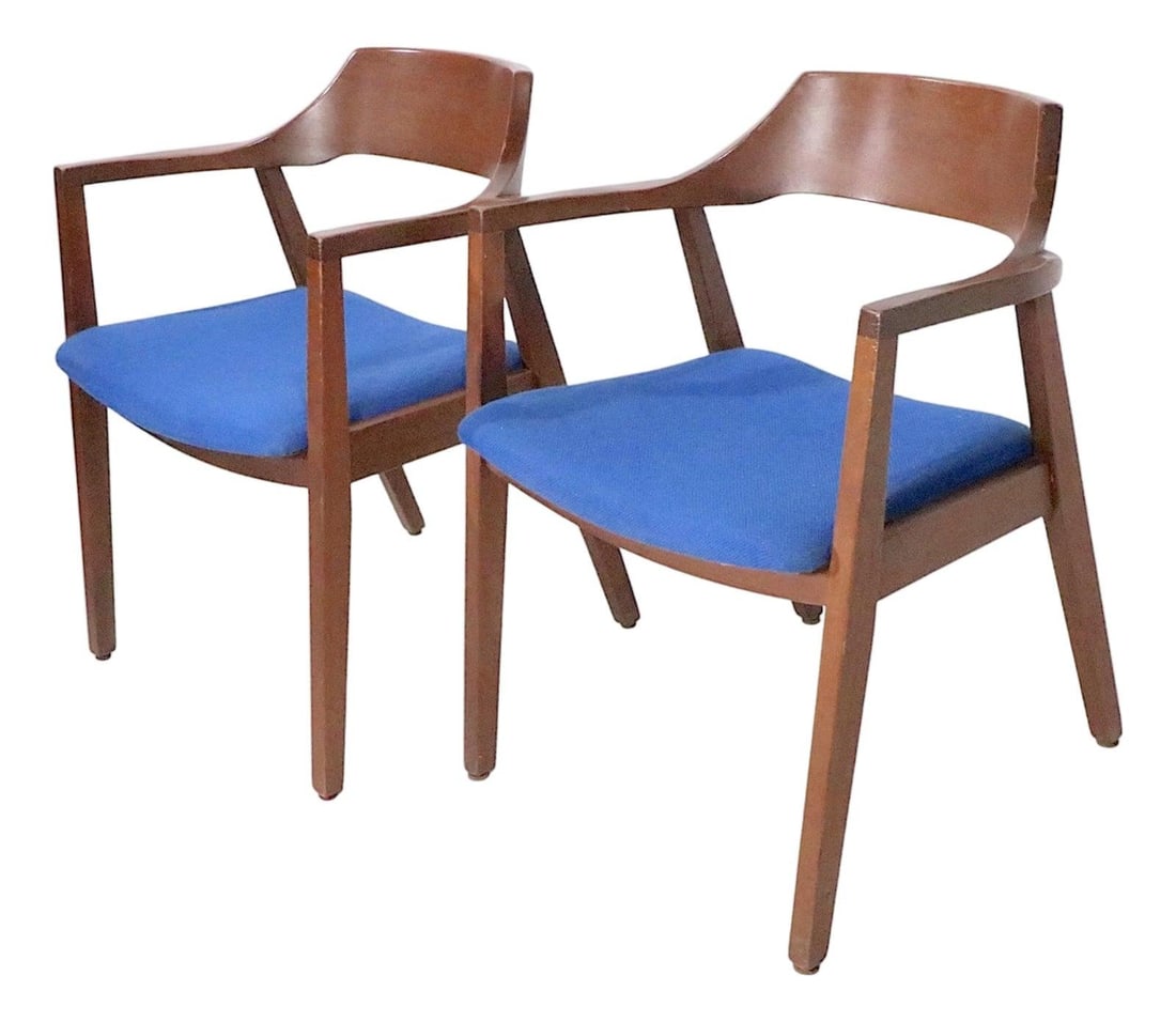 Pair Jasper Chair Company walnut tweed armchairs (1 of 10)
