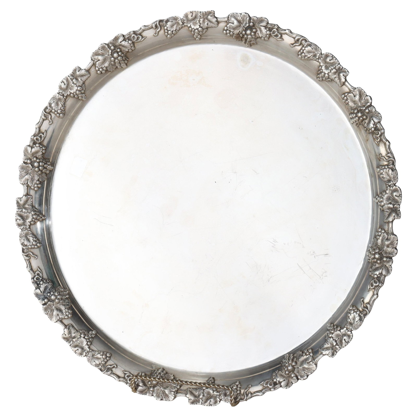 Antique Sheffield Plate Round Tray Grape Leaf Border c1890 (1 of 6)