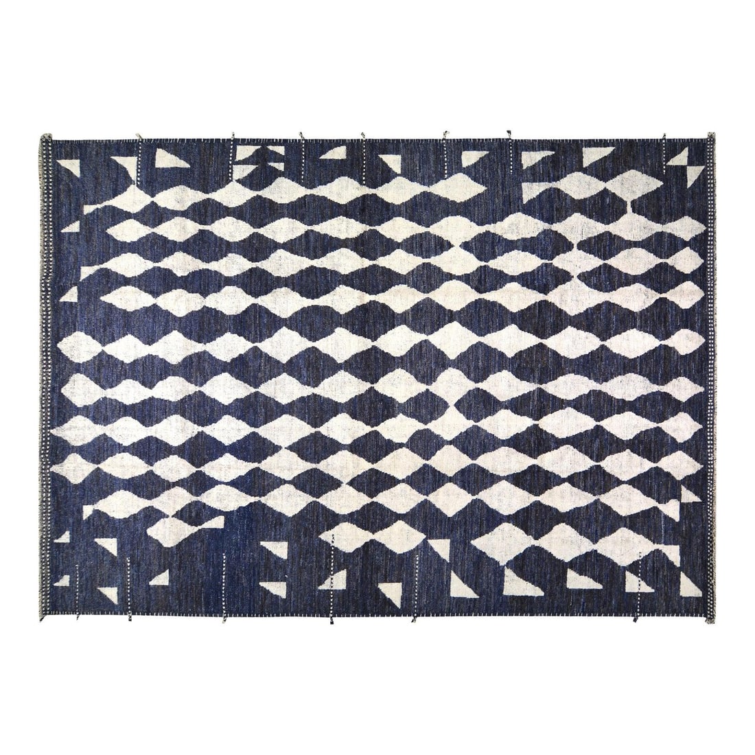 Ebony Wool Hand-Knotted Area Rug 10'1" x 14'4" Moroccan Style: Ebony Wool Hand-Knotted Area Rug 10'1" x 14'4" Moroccan Style This Moroccan hand-knotted wool rug showcases traditional craftsmanship with a modern design sensibility. Expertly made using time-honored