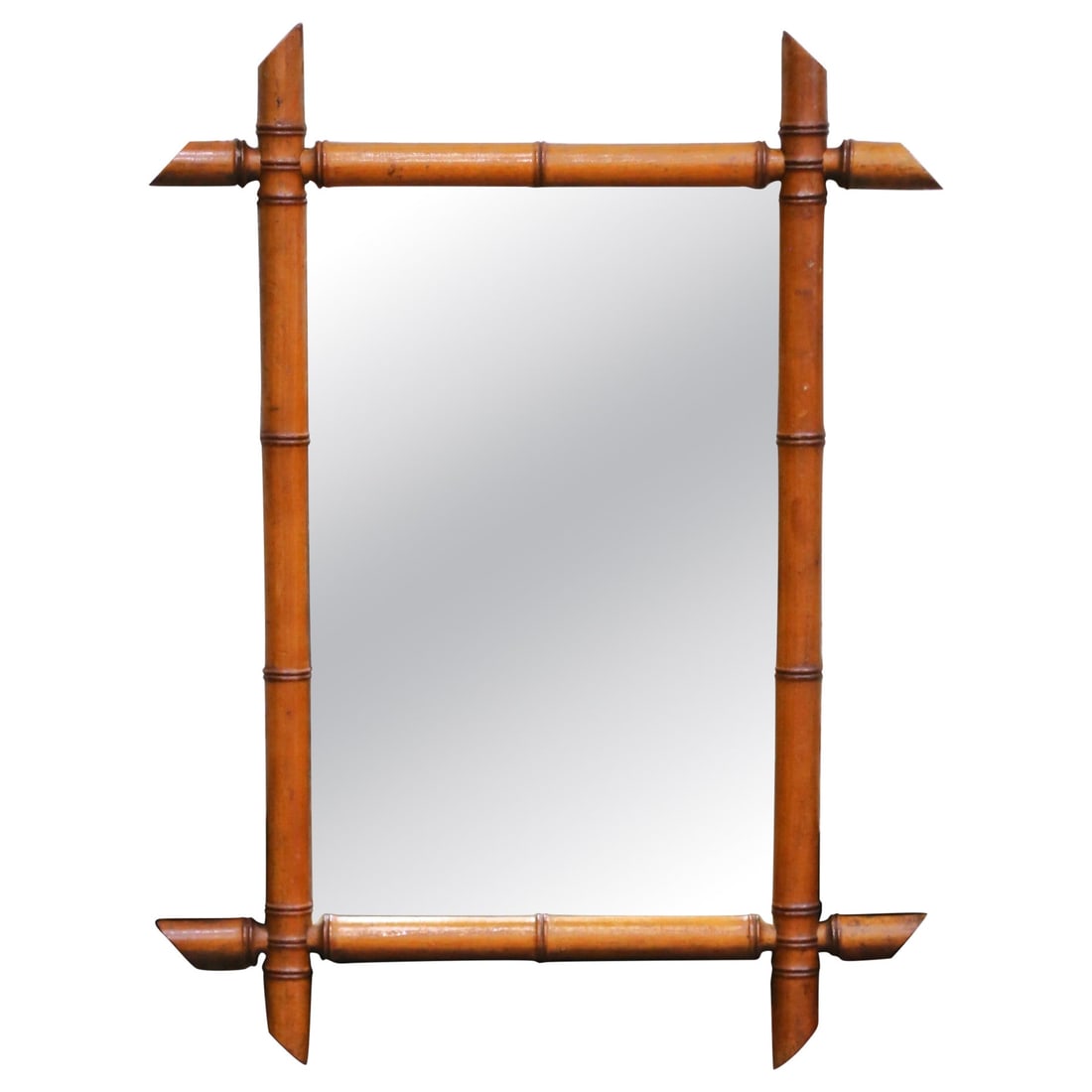 French Country Faux Bamboo Framed Wall Mirror Early 20th Century (1 of 7)