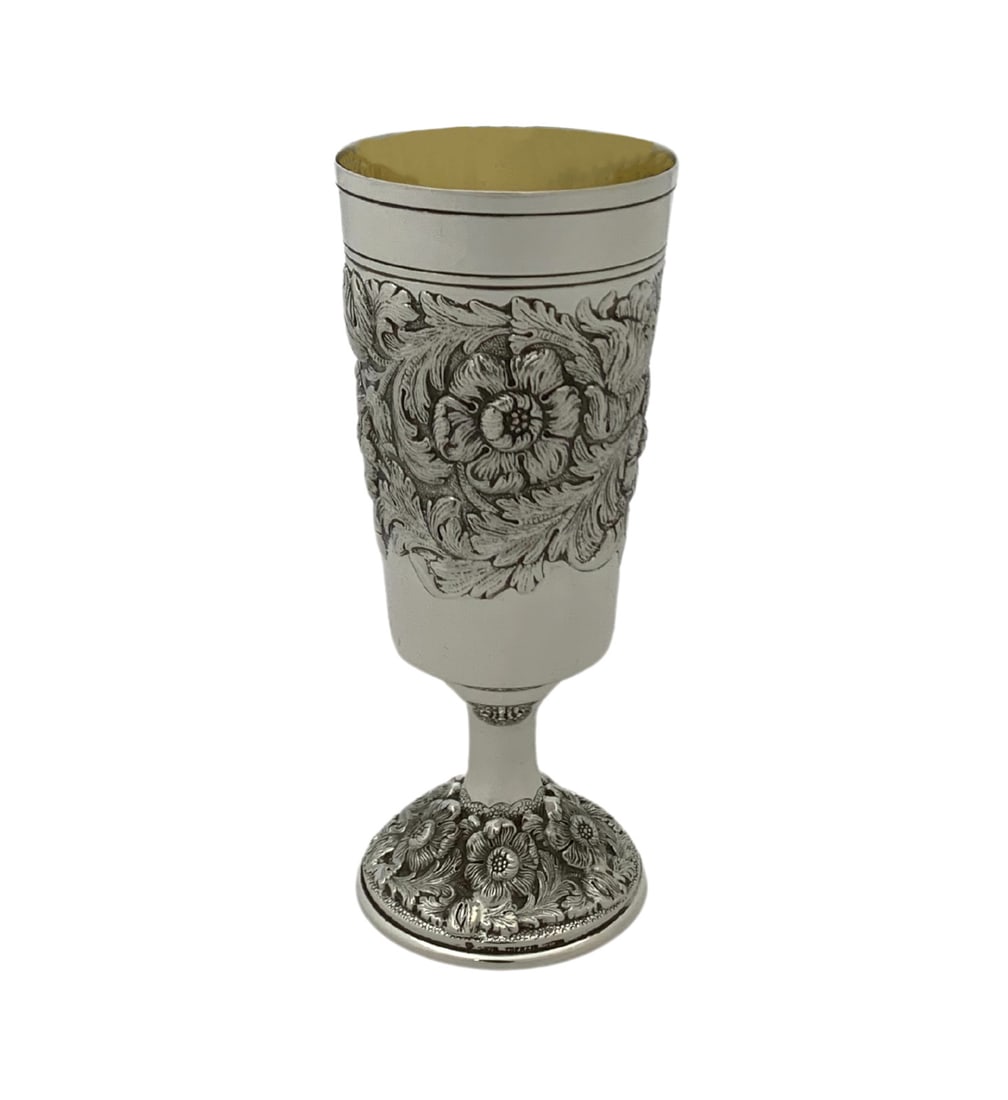 Topazio 925 Sterling Silver Handmade Floral Leaf Cup 6.25 Inches (1 of 3)