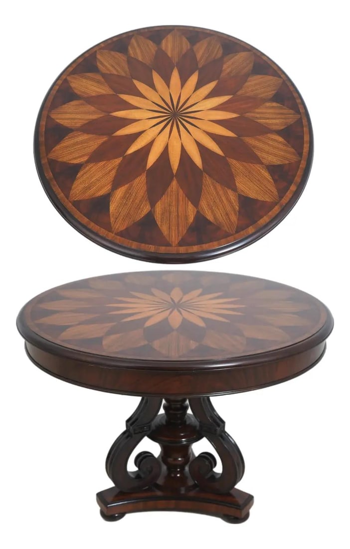 Clarkson Wood Center Table Model 8116-30 with Inlay Design: Clarkson Wood Center Table Model 8116-30 with Inlay Design This Maitland Smith 8116-30 Clackson center table features quality construction with attractive inlay work throughout. The table is approxima