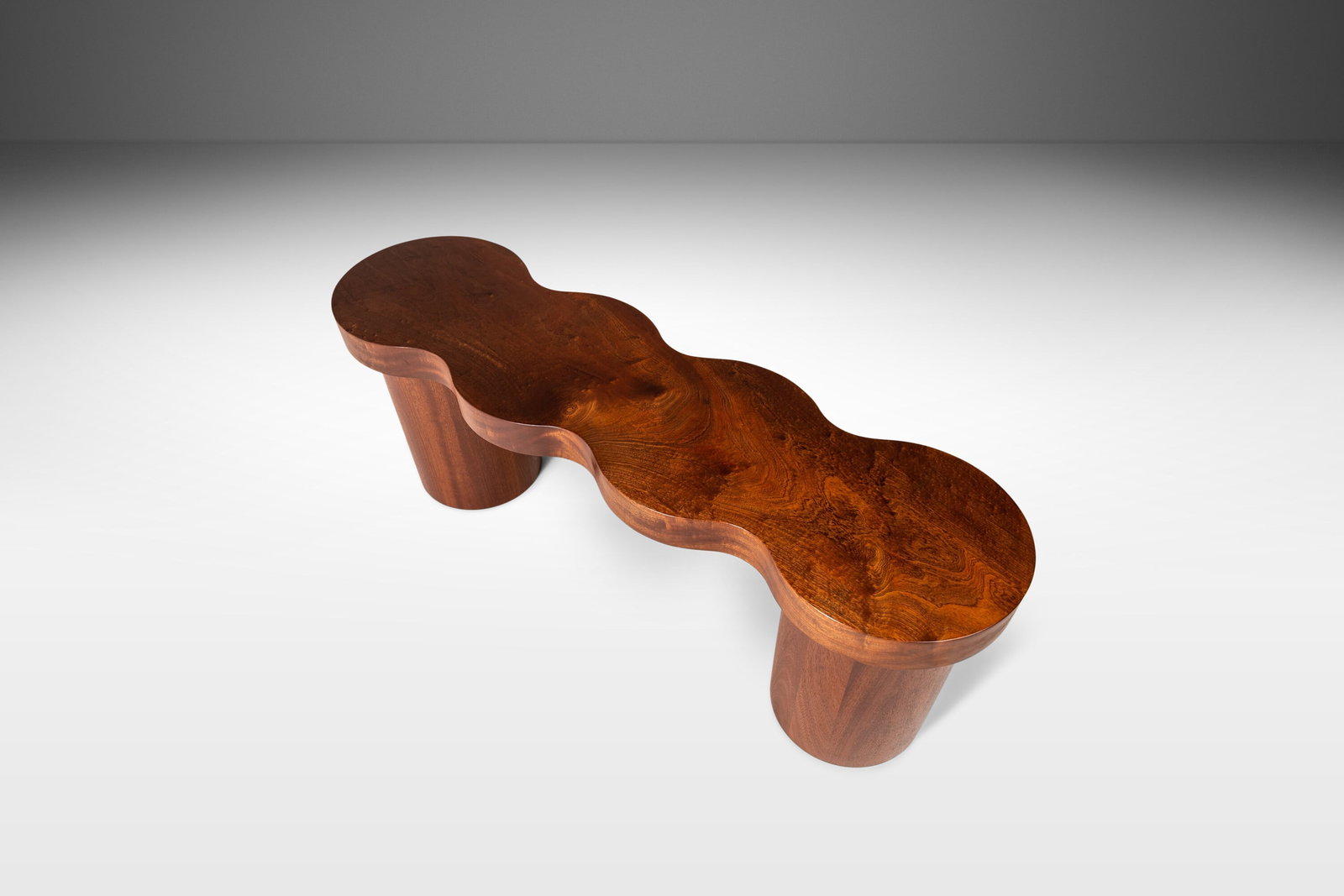 Unique Organic Modern Bench by Mark Leblanc in African Sapele Mahogany: Unique Organic Modern Bench by Mark Leblanc in African Sapele Mahogany Elevate your home decor with this exquisite Organic Modern Bench, crafted from solid African Sapele Mahogany by renowned artisan 
