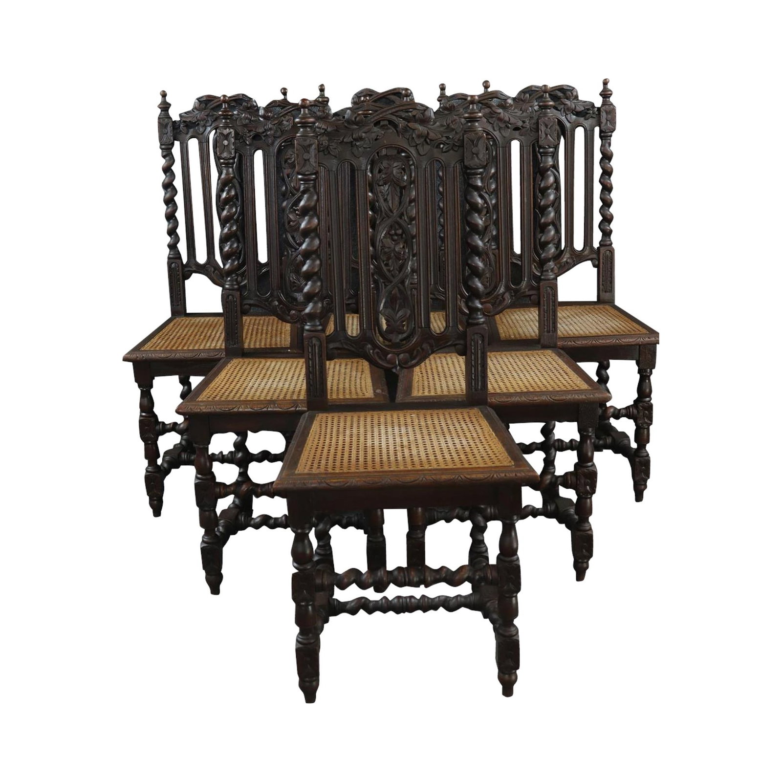 Antique 1880 French Oak Dining Chairs Set of 2: Antique 1880 French Oak Dining Chairs Set of 2 Discover these elegant 1880 French dining chairs, beautifully crafted from cane oak. Each chair showcases a classic design that complements any dining se
